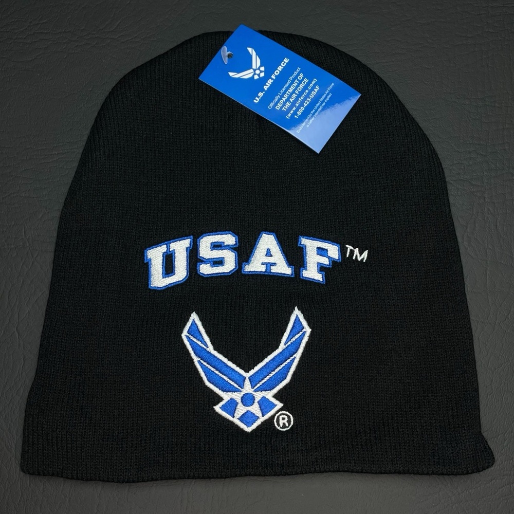 US Air Force Licensed Black Embroidered Winter Beanie Skull Cap Hat